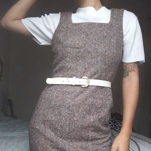 Wool midi square neck dress